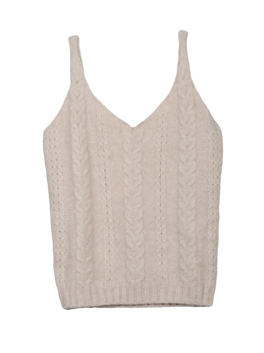 Kangra Beige Alpaca-Blend Knit Top
