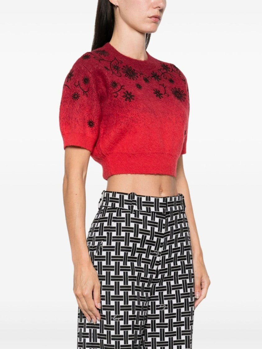 Kenzo Cropped Crimson Knitted Top