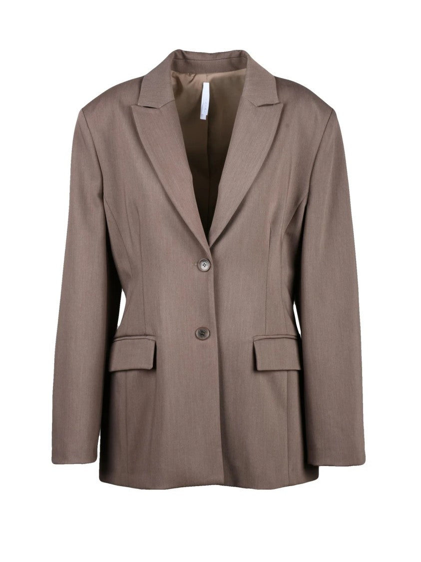 Imperial Tailored Brown Fitted Jacket With Classic Lapel And Versatile Appeal
