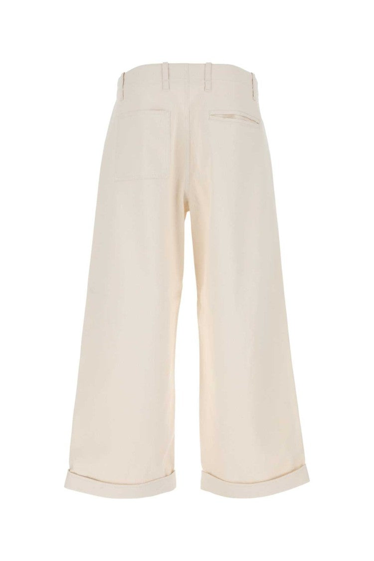 Etro Melange Ivory Stretch Cotton Wide-Leg Pant