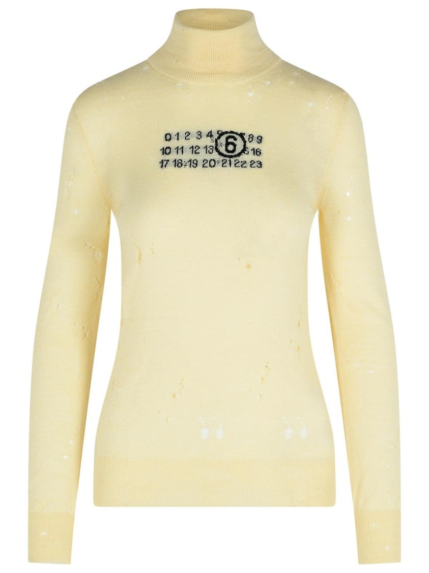 Mm6 By Maison Margiela Cream Virgin Wool Turtleneck Sweater