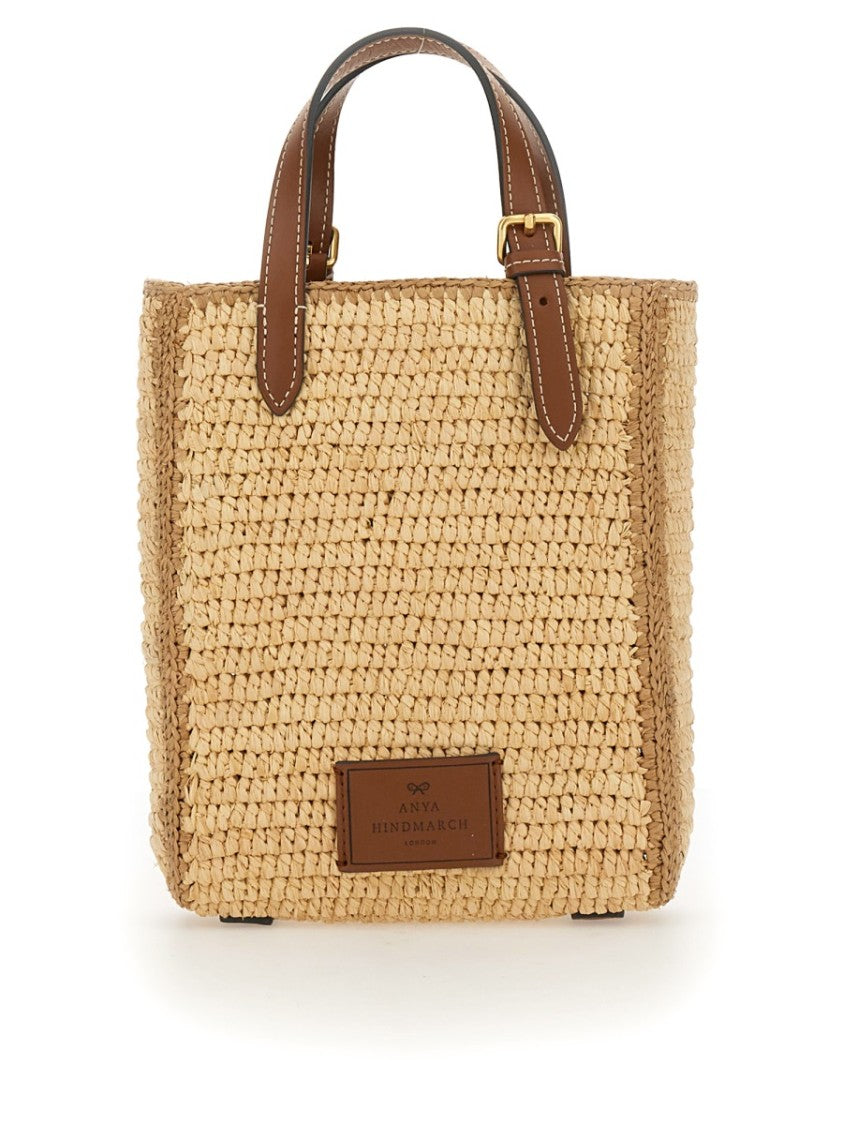 Anya Hindmarch Woven Raffia Tote With Embroidered Eye Design