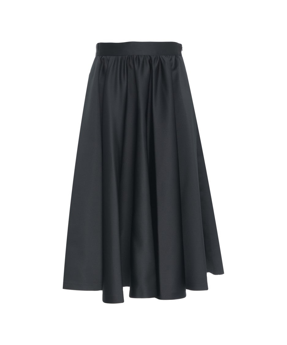 Max Mara Midi Skirt With Gathered Waistband And Concealed Closure