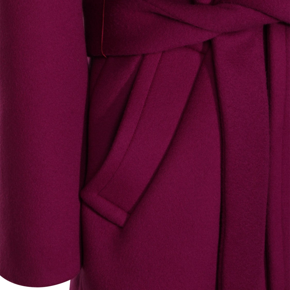 Saint Laurent Violet Wool Short Coat With Structured Design And Waist Belt