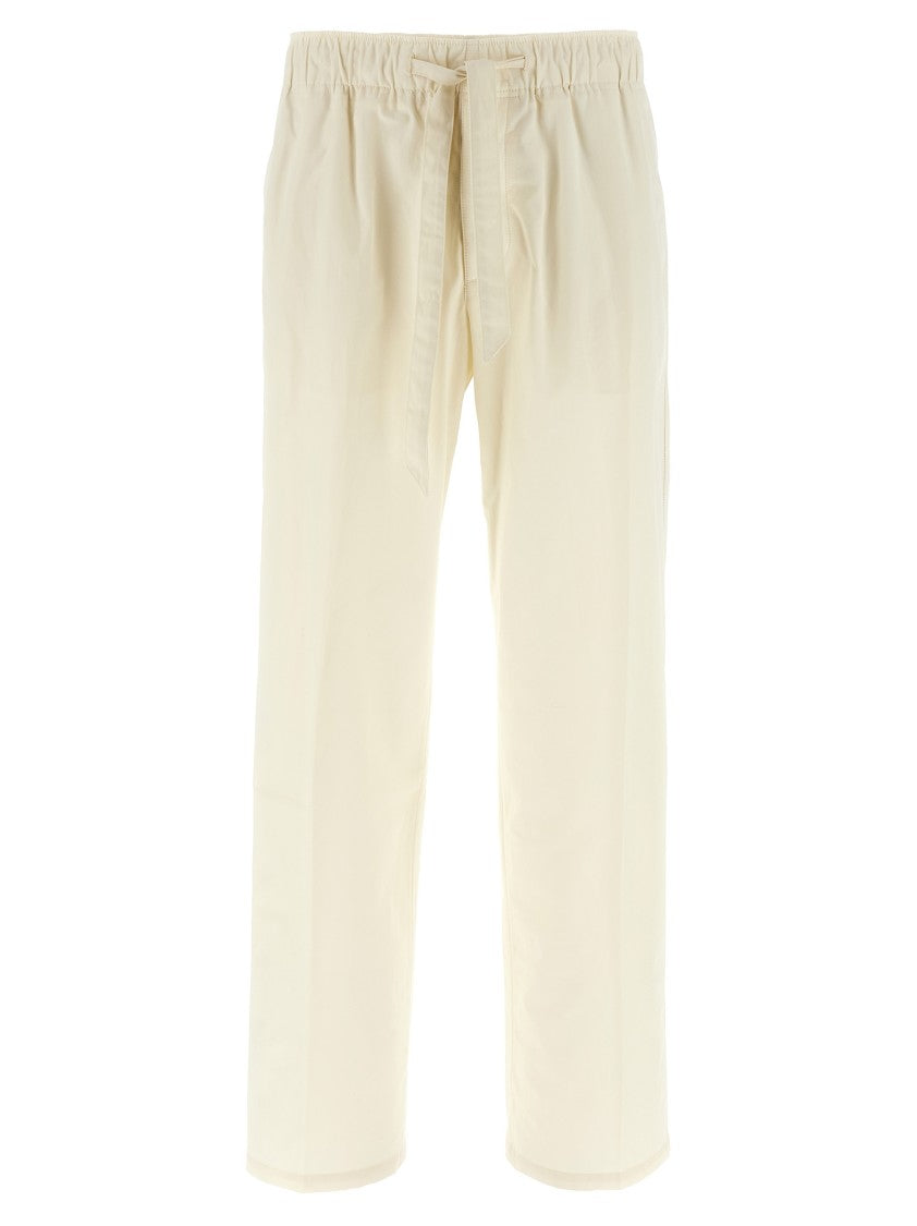 Lanvin Lightweight Cotton Trousers With Adjustable Drawstring And Wide Leg Silhouette