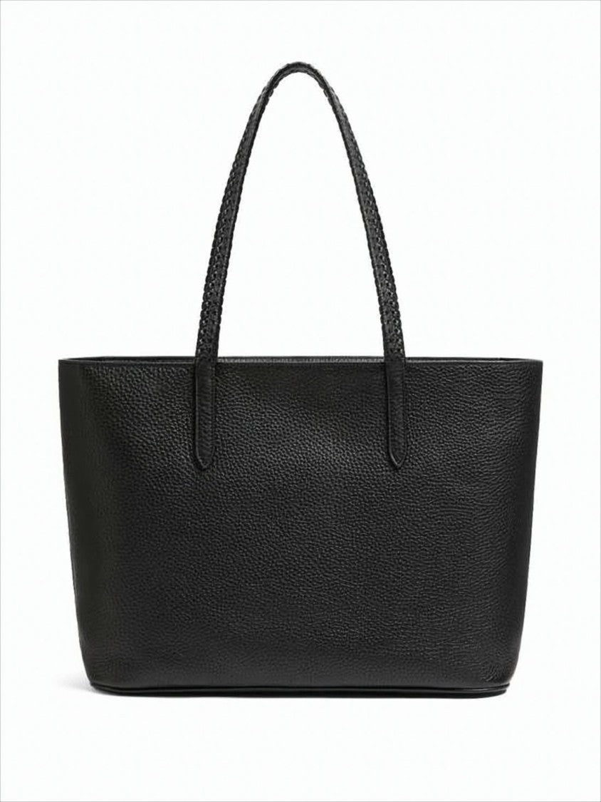 Valentino Garavani Textured Black Calf Leather Tote