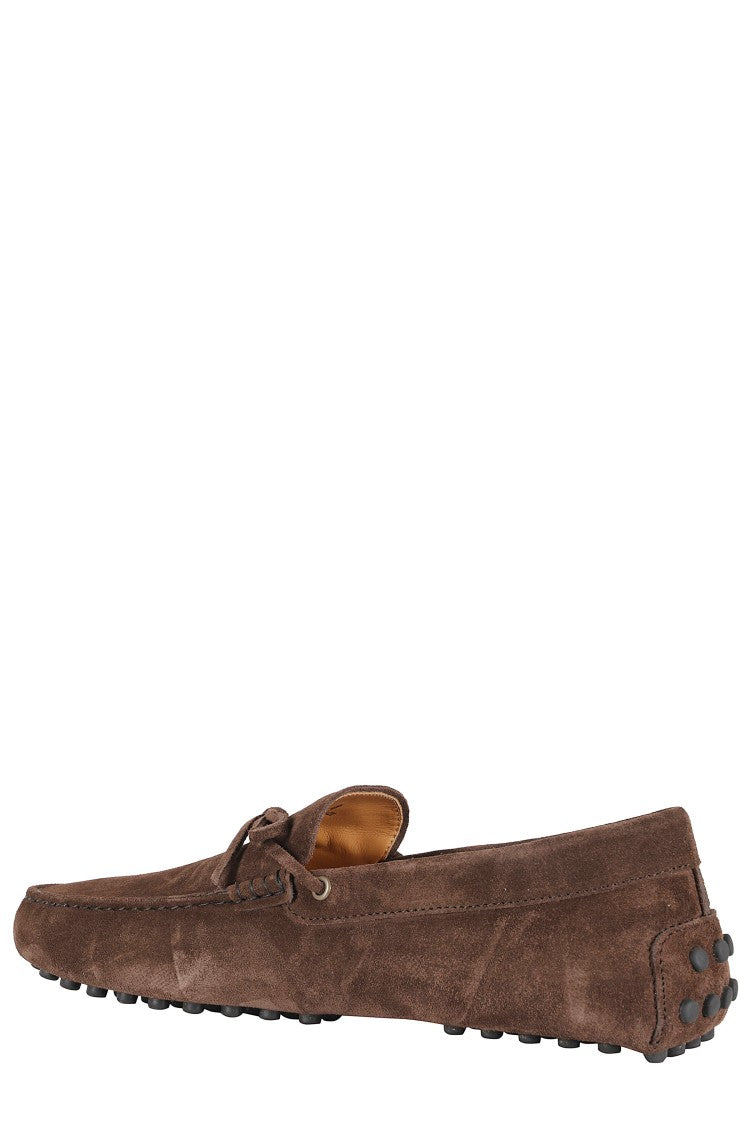 Tod's Brown Moccasin Lace Up Gommino 22L Suede Loafers