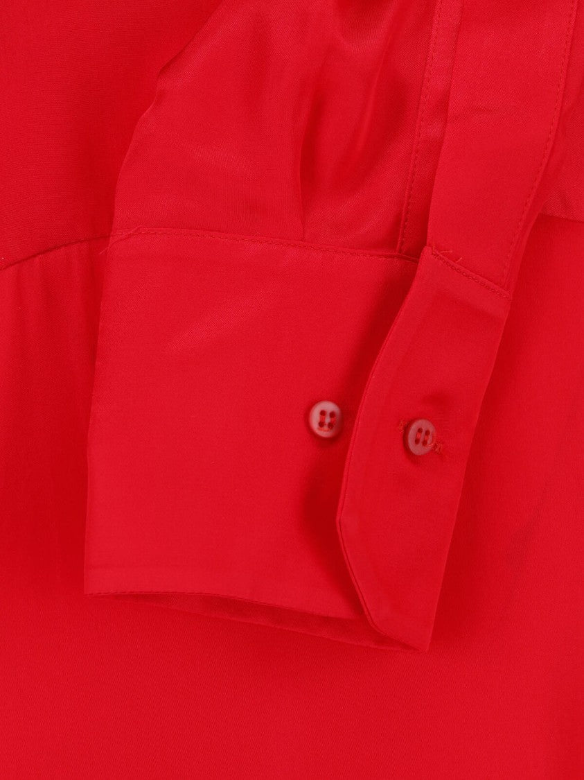 Sa Su Phi Red Voluminous Sleeve Scarf Detail Blouse