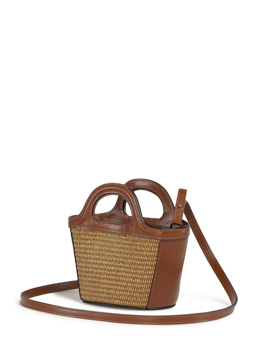 Marni Trapezoidal Handbag With Woven Straw