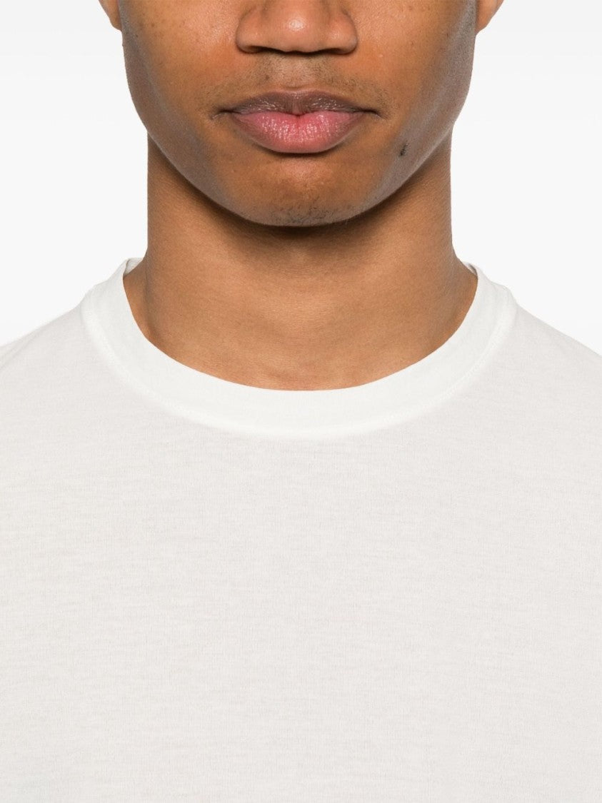 Drumohr White Crew Neck Logo T-Shirt