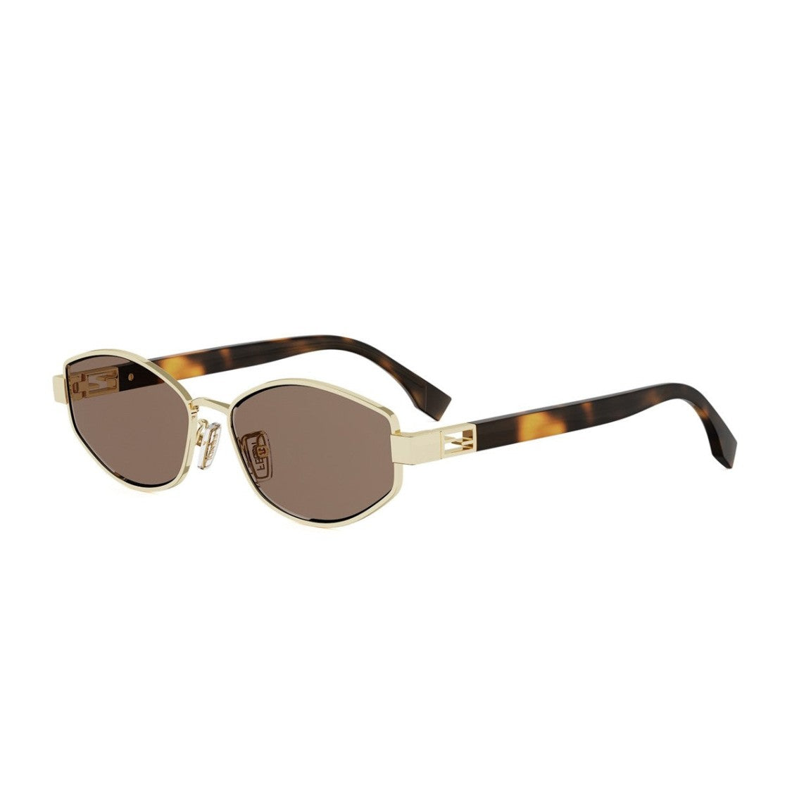 Fendi Gold Baguette Metal Geometric Sunglasses