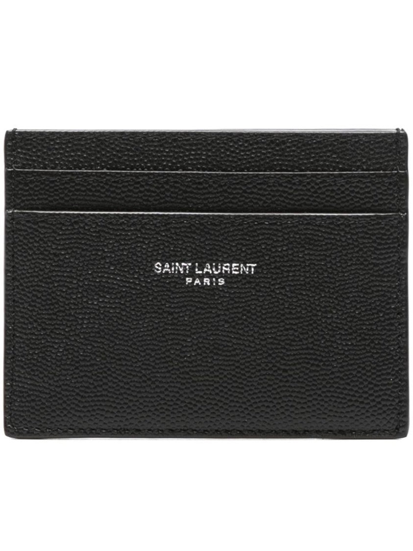 Saint Laurent Black Leather Five-Slot Card Holder Wallet