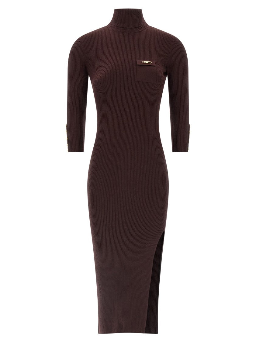 Elisabetta Franchi Ribbed Knit Midi Dress