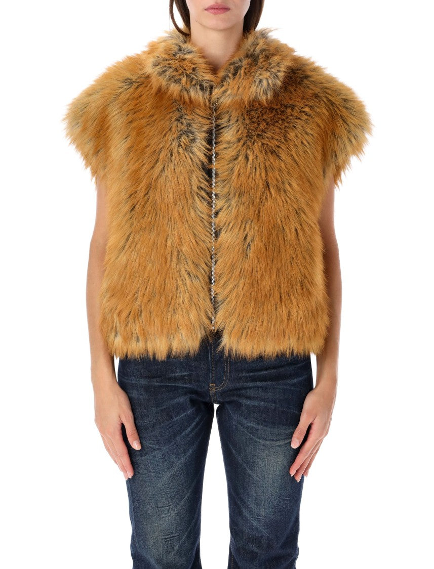 Sword Vest Eco Faux Plush Textured Faux Fur Vest
