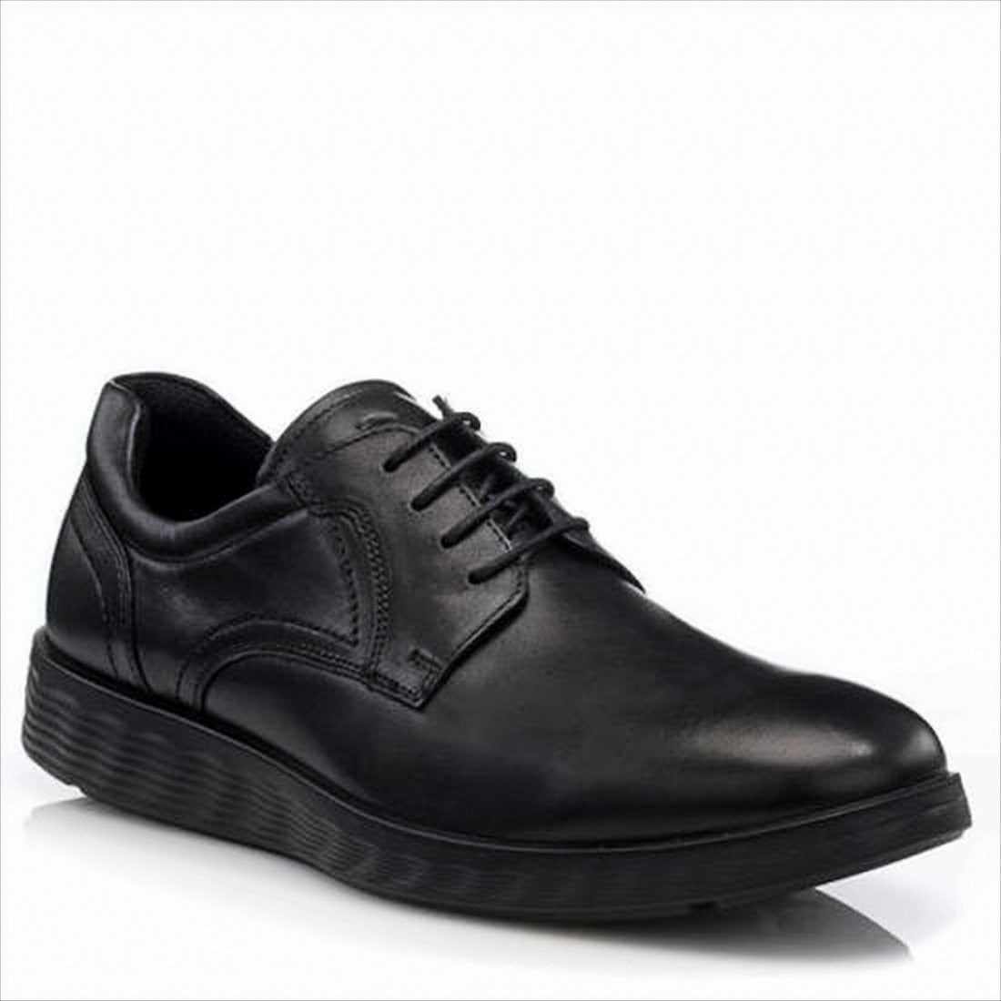 Ecco Classic Black Lace-Up Shoes With Smooth Leather Upper