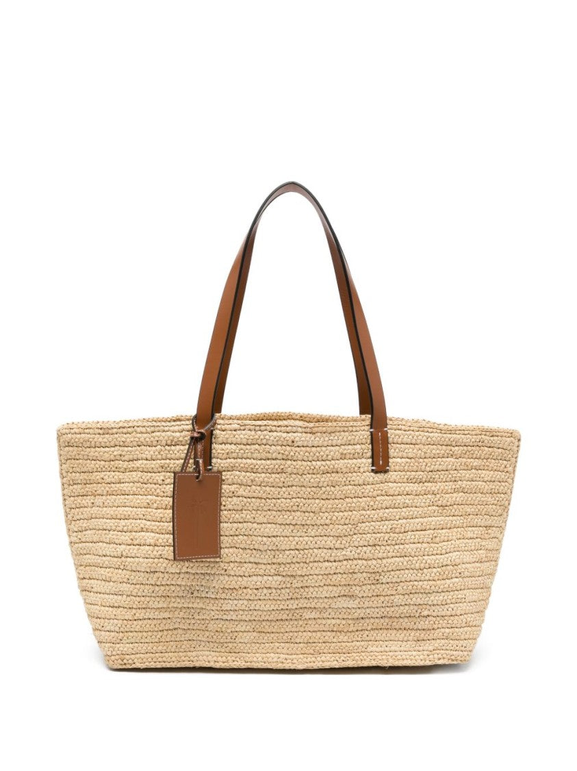 Manebi Rectangular Woven Leather Strap Tote Bag