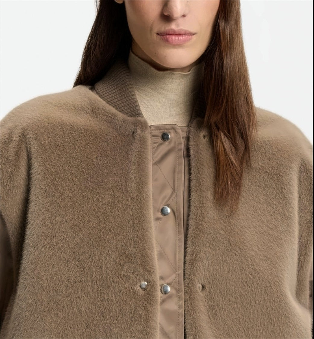 Boss Mandarin Collar Jacket With Textured Front