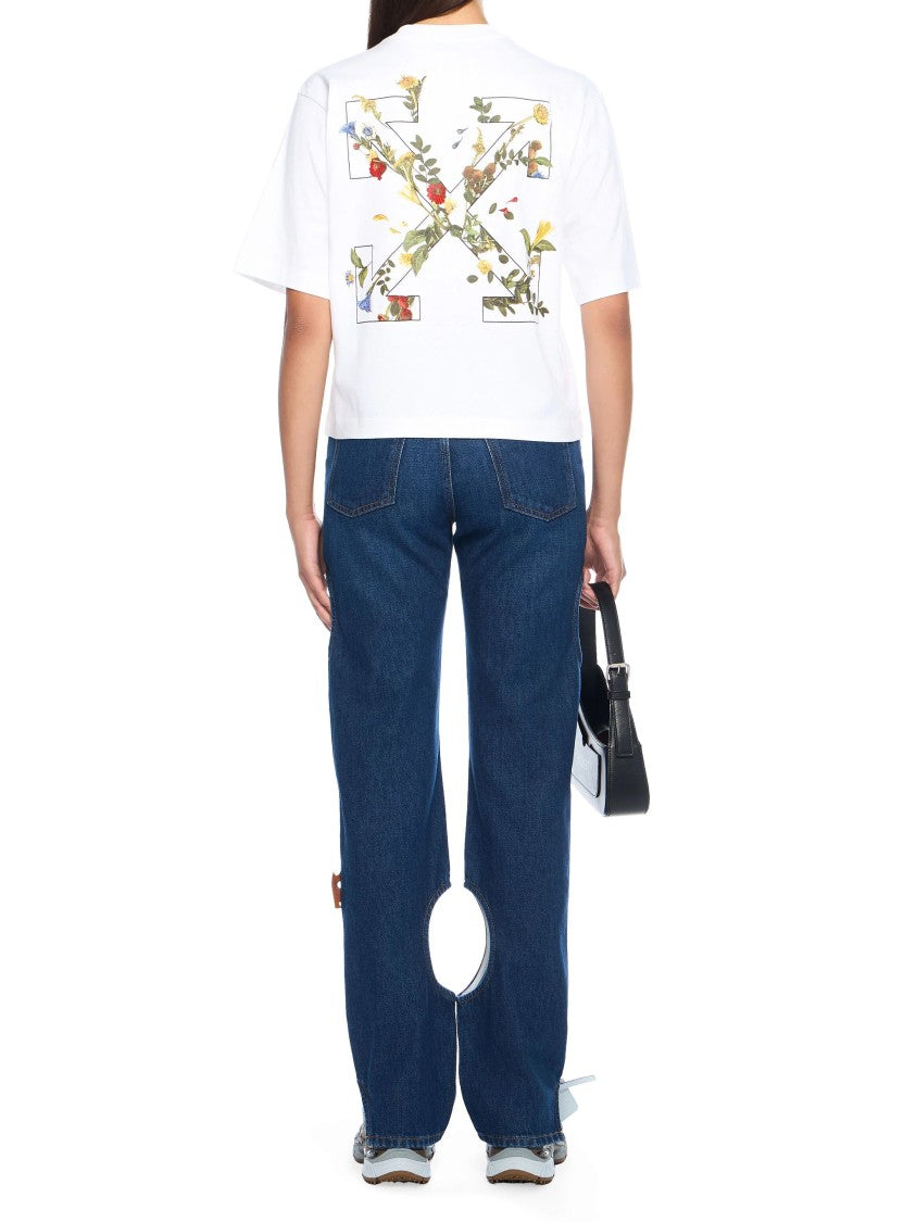 Off-White Blue Meteor Denim Straight Leg Cutout Jeans
