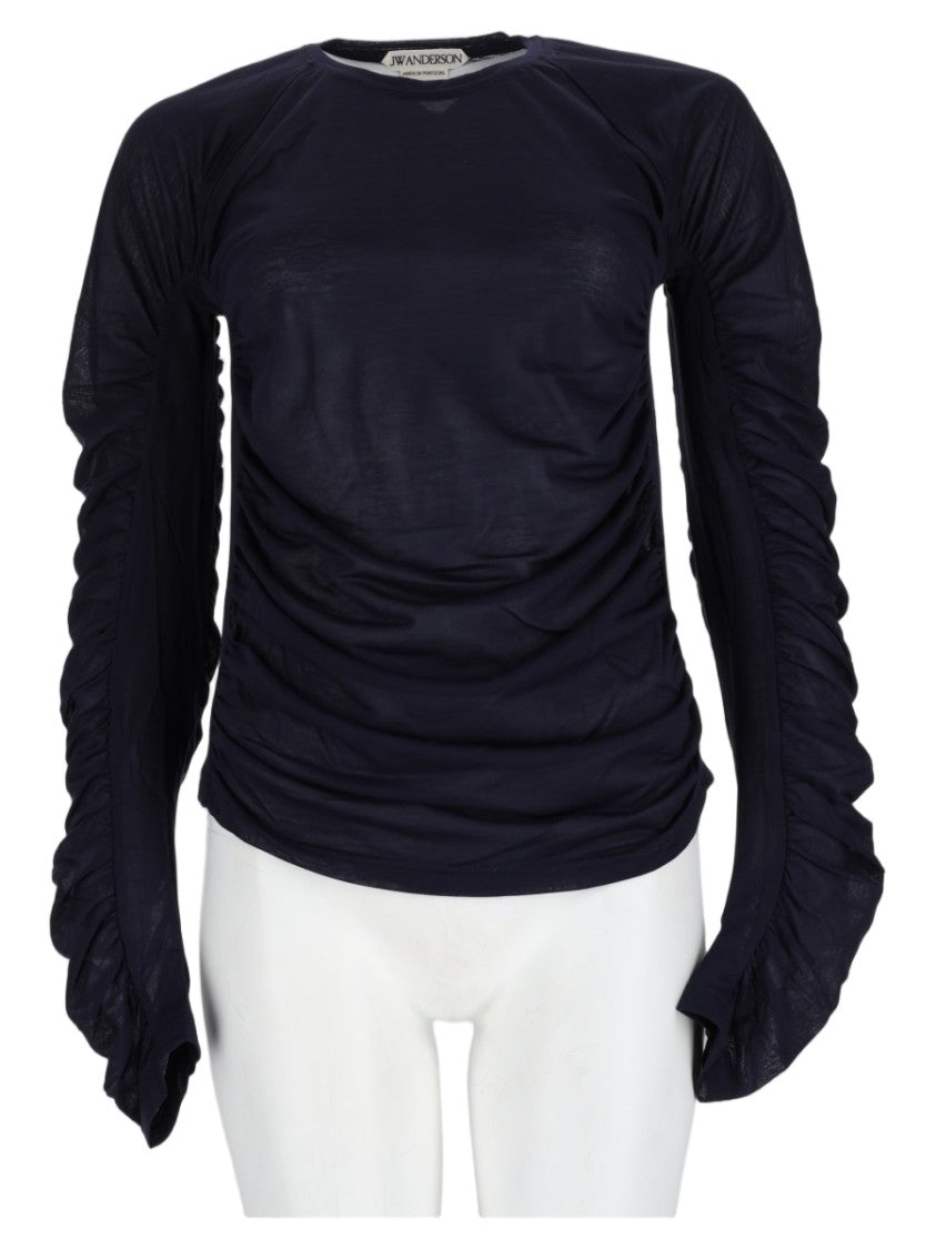 J. W. Anderson Blue Fitted Ruched Cotton-Blend Top