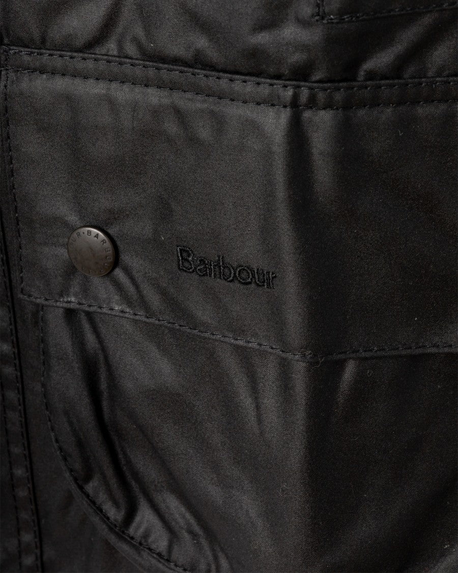 Barbour Beaufort Waxed Jacket With Detachable Hood And Rear Pocket