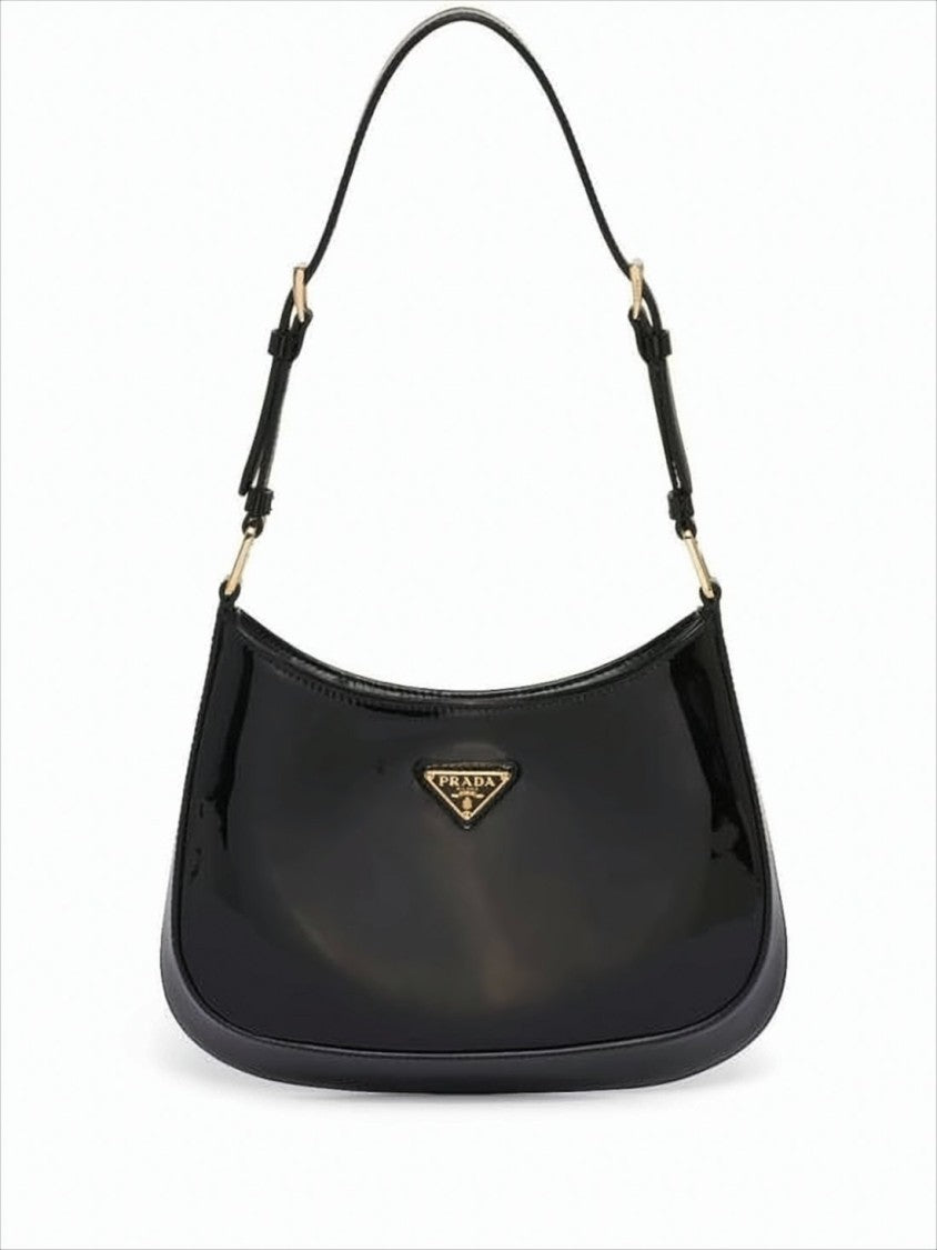 Prada Glossy Patent Leather Shoulder Bag With Gold-Tone Hardware