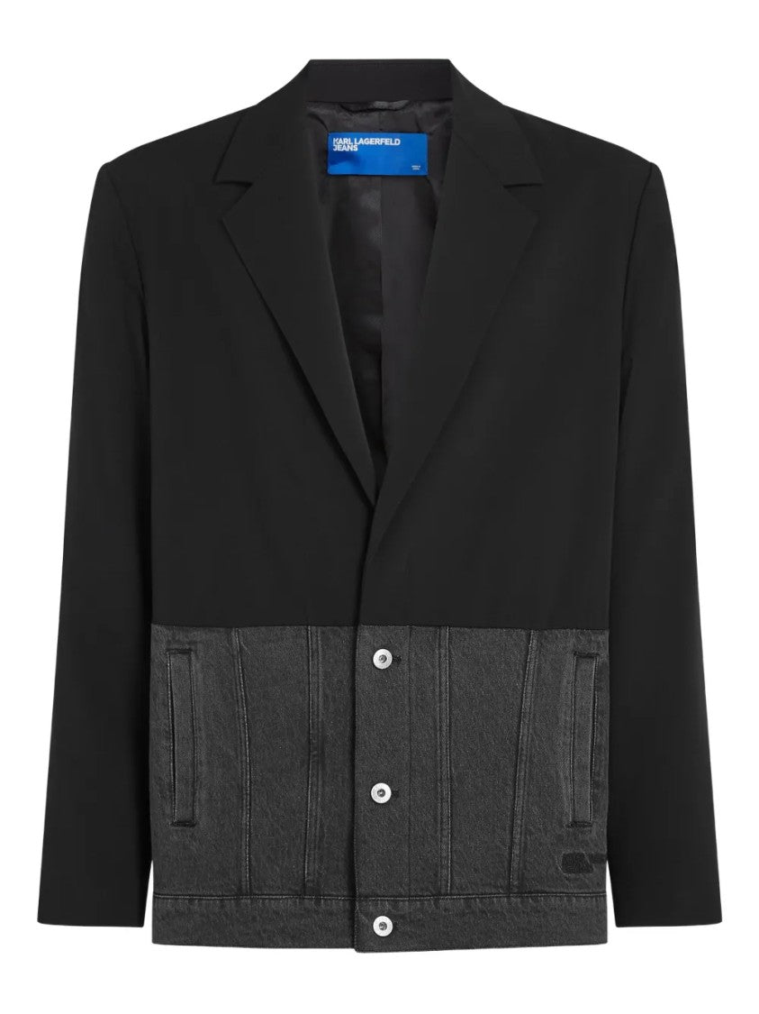 Karl Lagerfeld Two-Tone Denim-Inspired Blazer With Classic Lapel