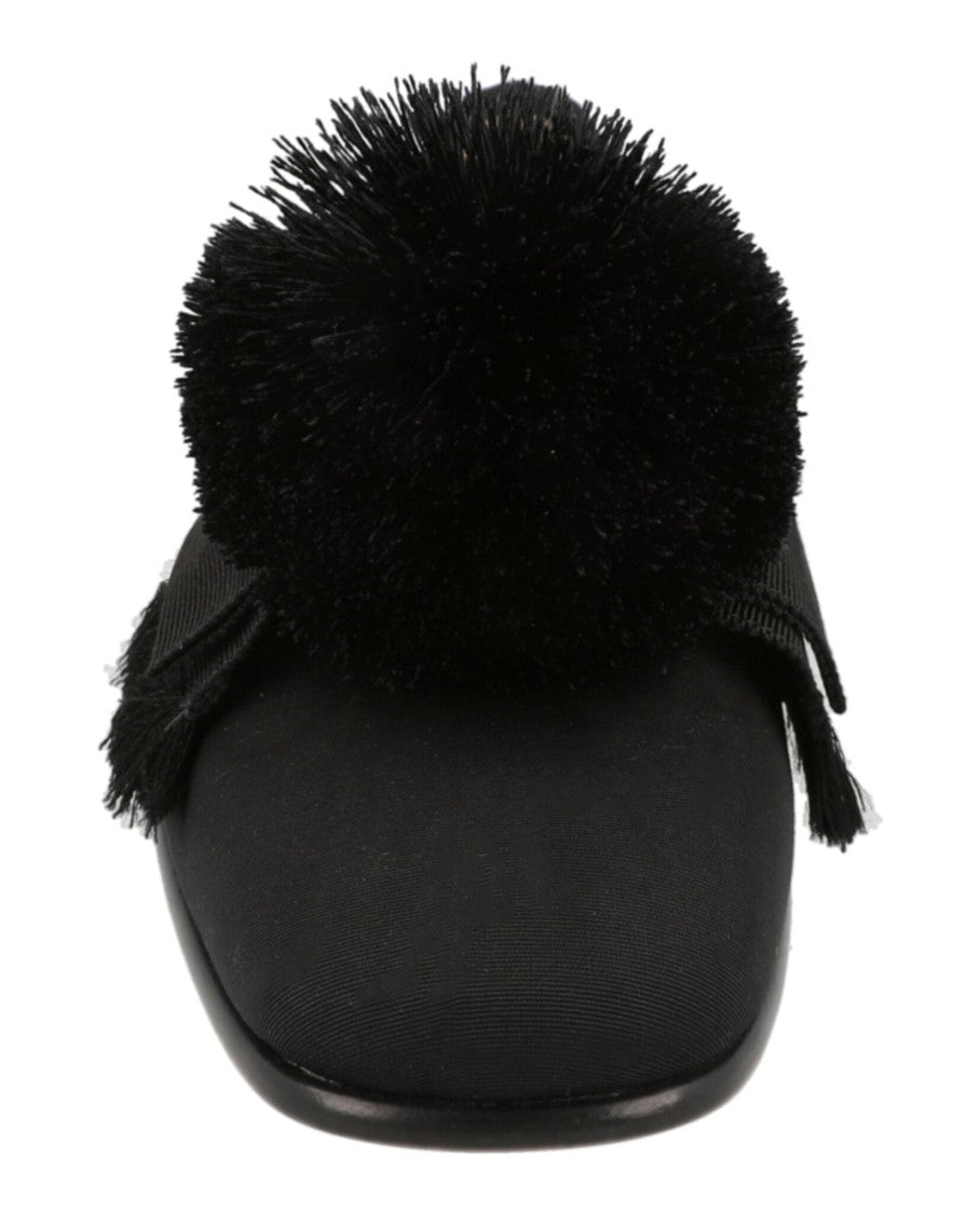 Valentino Bowow Grosgrain And Pompom Loafers