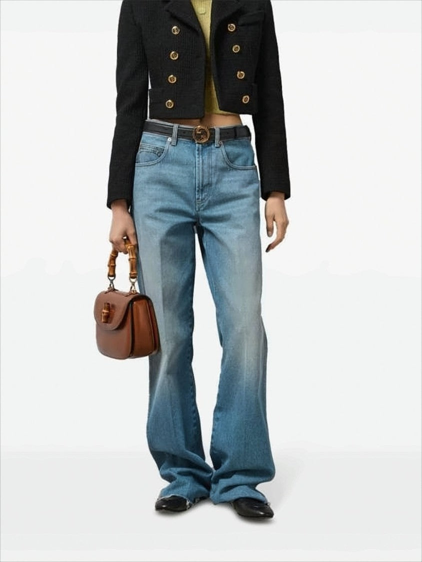 Gucci Vintage-Inspired Light Blue Wide-Leg Denim Pants