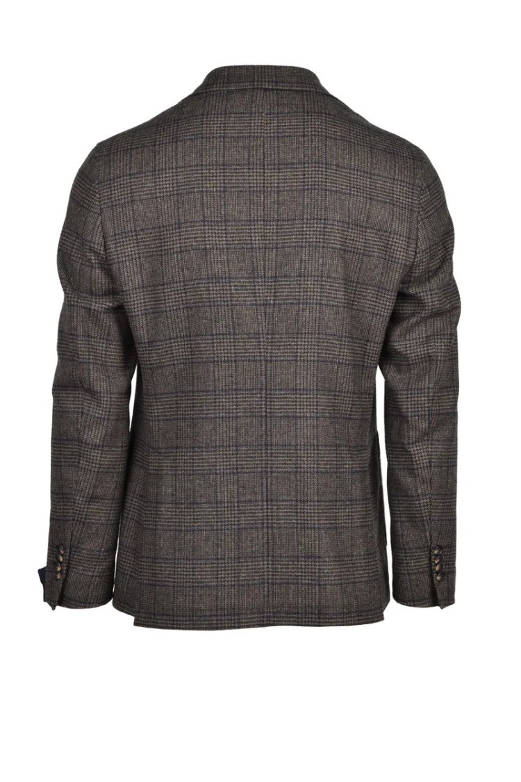 Sartoria Latorre Tailored Khaki Blazer With Checkered Pattern