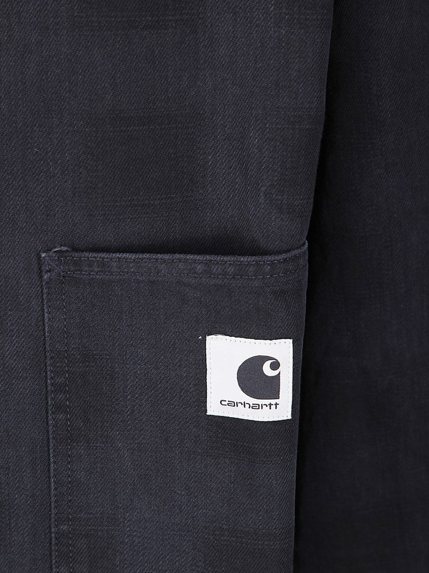 Carhartt Wip Structured Denim Shirt Jacket With Button Front And Pointed Collar