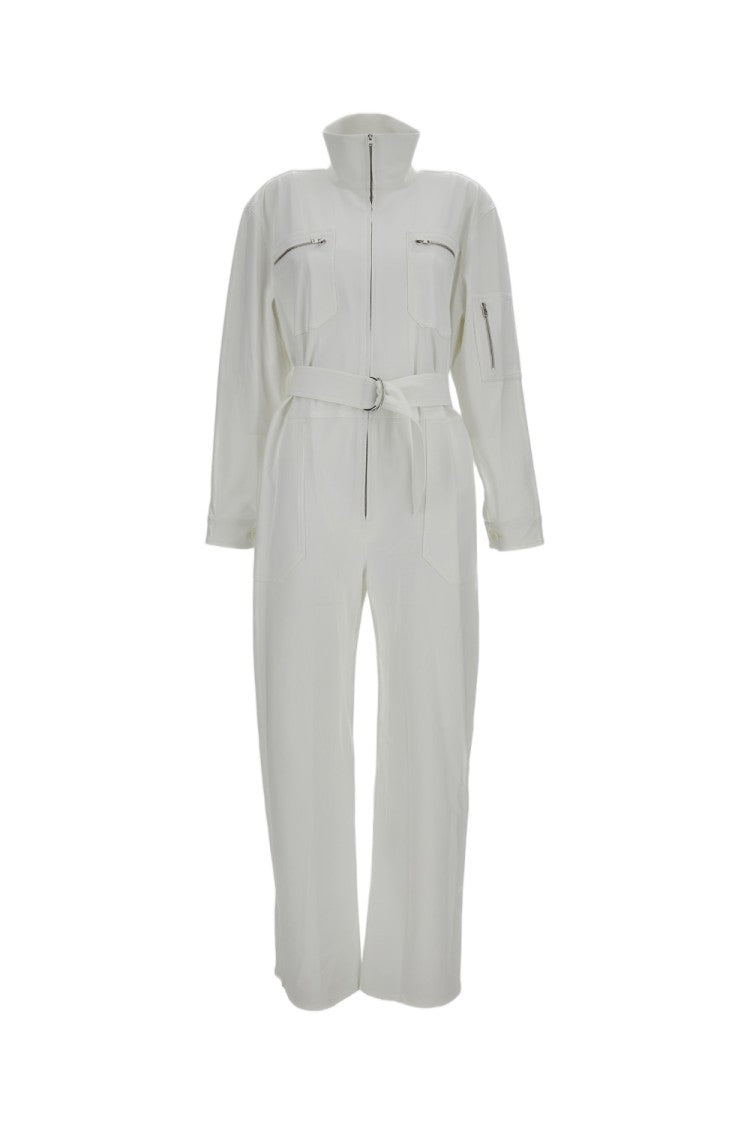 Irie' White High Collar Utility Jumpsuit