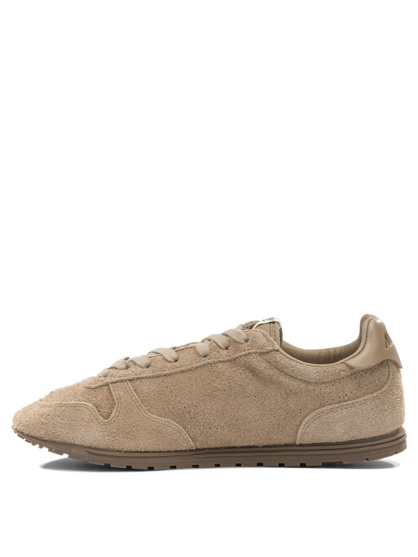 Autry Brown Textured Suede Sneakers With Minimalist Design