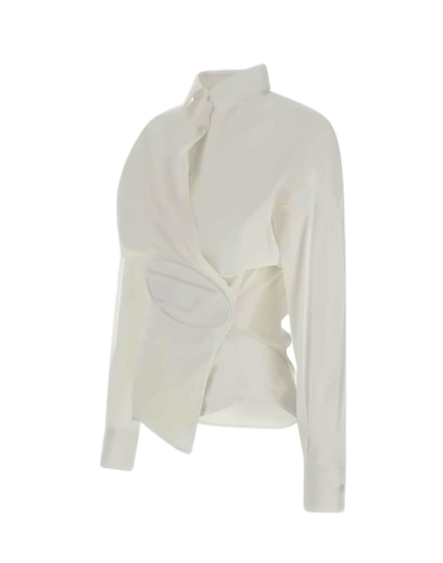 Diesel Asymmetrical Wrap Blouse With Structured Collar