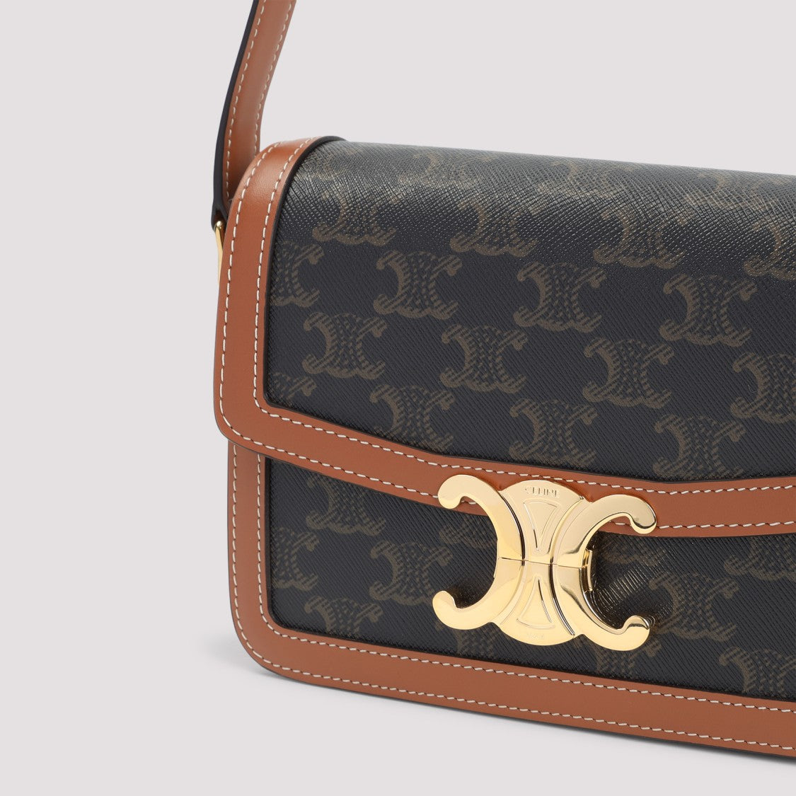 Celine Tan Brown Calf Leather Teen Triomphe Bag