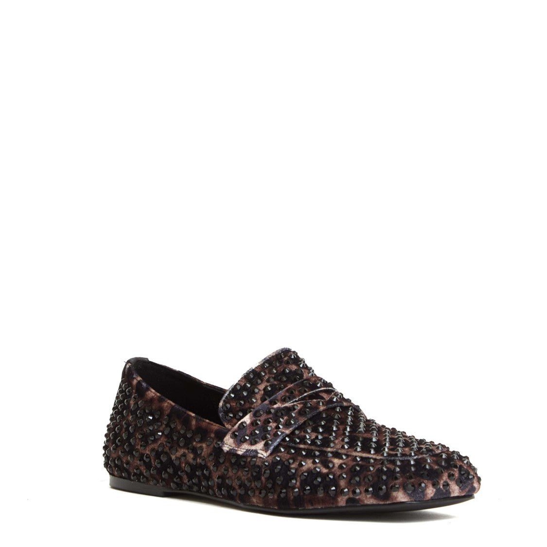Strategia Leopard-Print Velvet Moccasins With Strass Embellishments