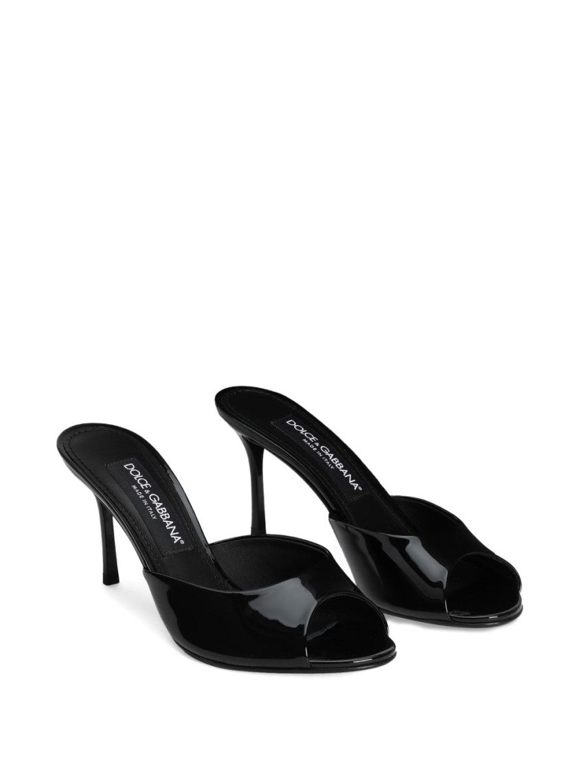 Dolce & Gabbana Open-Toe Black Patent Leather Sandals
