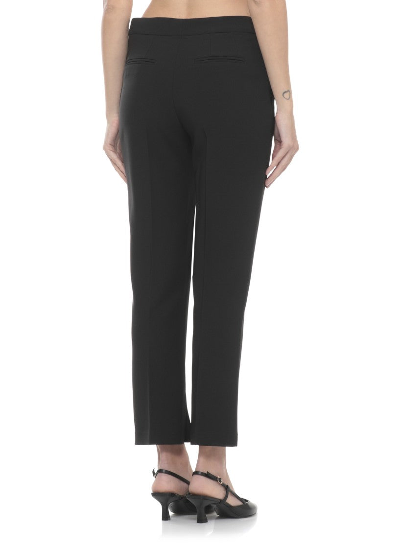 Elisabetta Franchi Black Metal Logo Formal Pants