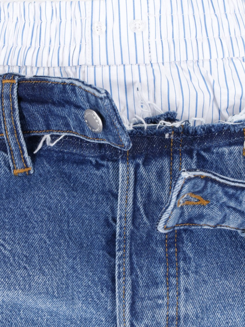 Alexander Wang Blue Boxer Detail Denim Fringed Shorts