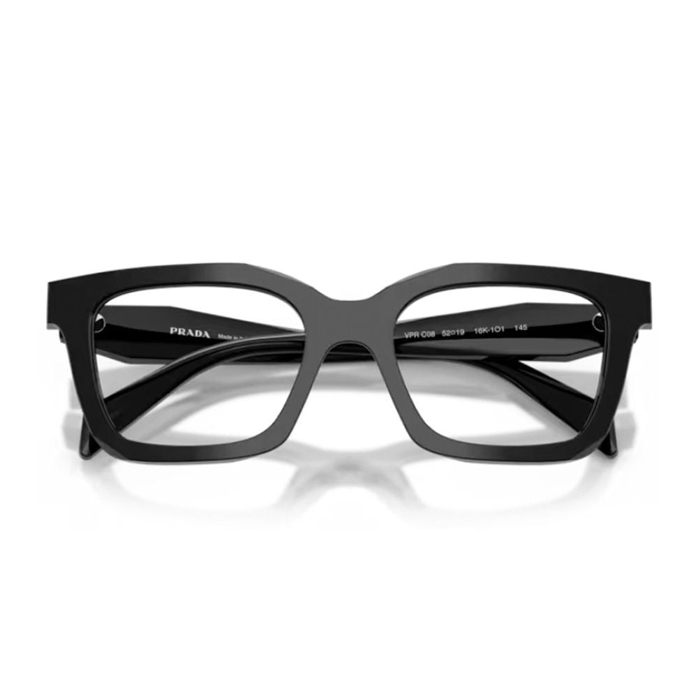 Prada Pr C08v Glossy Black Acetate Square Optical Frame