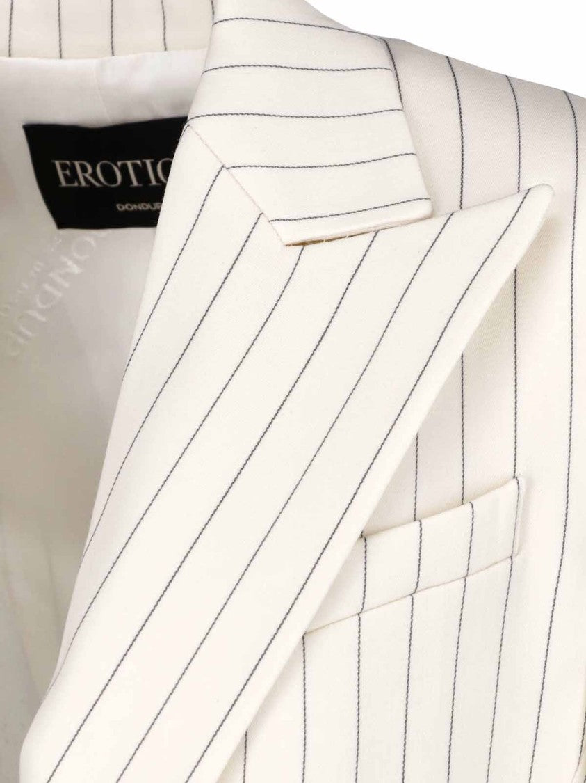 Dondup White Gessato Wool Pinstripe Blazer