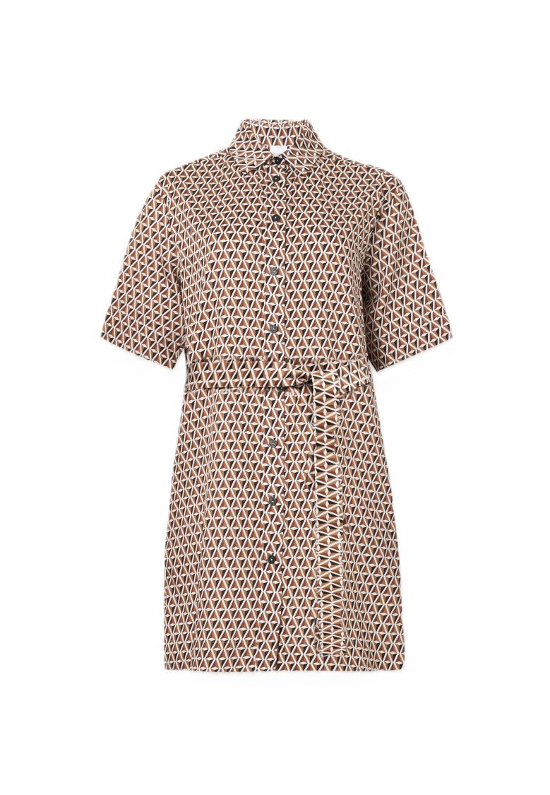 Max Mara Short-Sleeved Geometric Dress With Button-Down Front