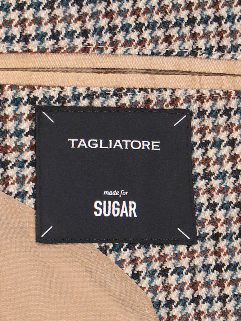 Tagliatore Brown Houndstooth Blazer