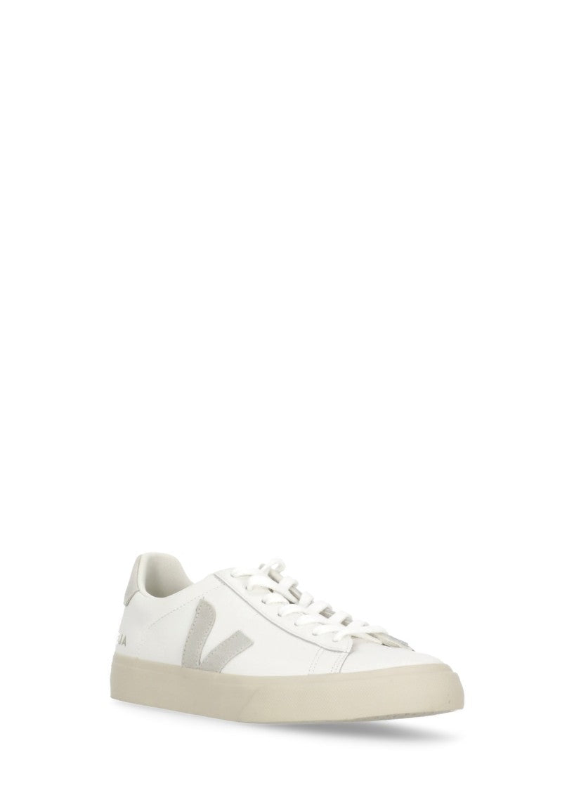 Veja Minimalist White Leather Campo Sneakers With Suede Inserts