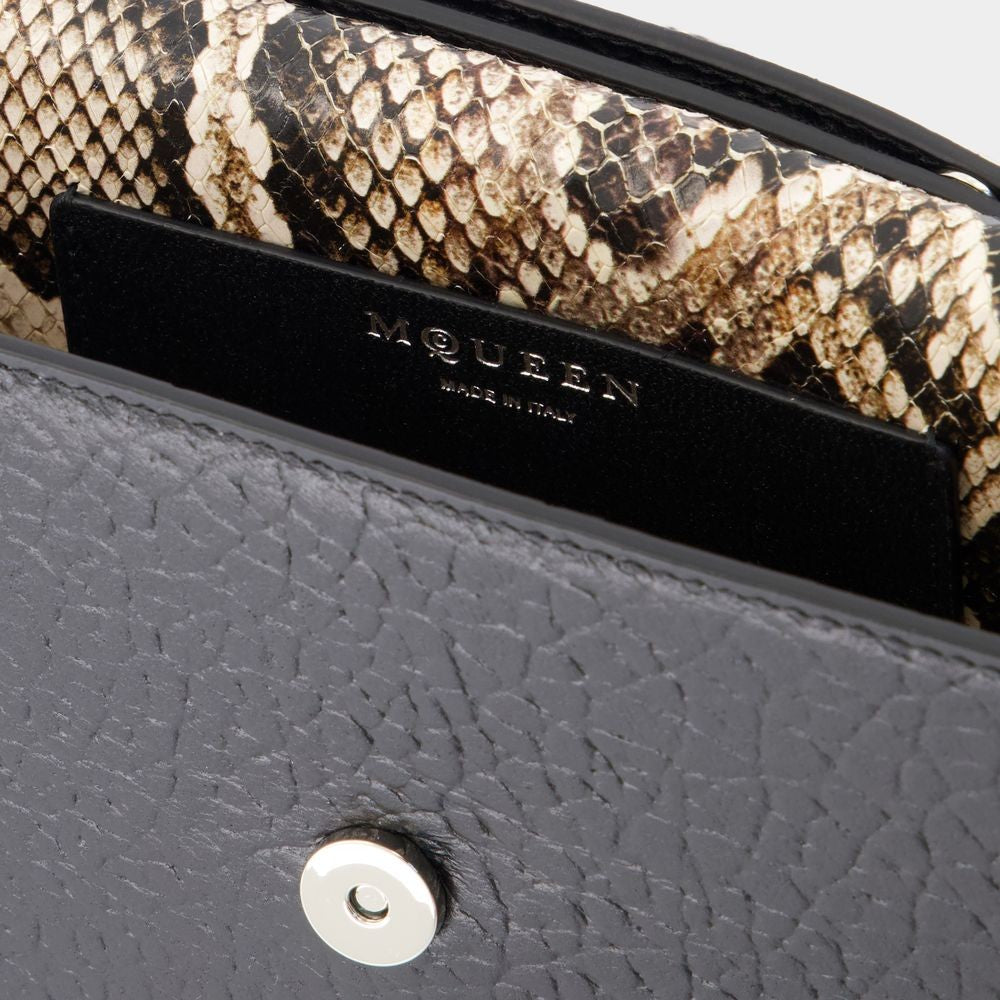 Alexander Mcqueen Mini Cross Bar Purse - Leather - Black/Silver