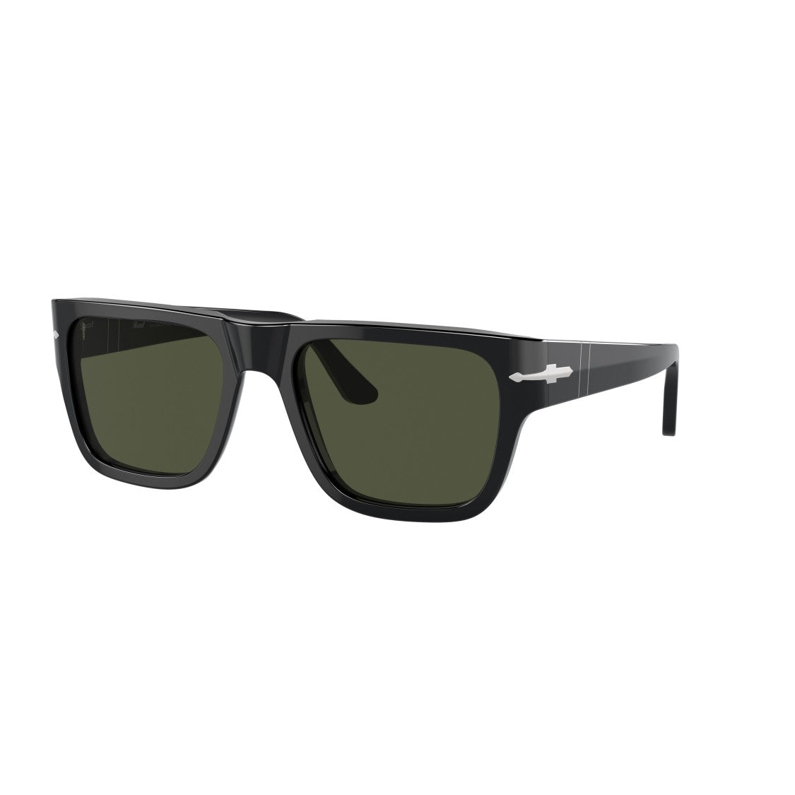 Persol 0Po3348s Rectangular Black Acetate Sunglasses With Silver Arrow Detail