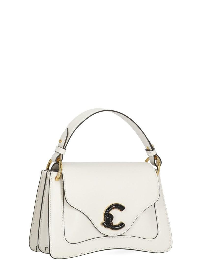 Coccinelle Structured Ivory Leather C-Me Small Handbag With Adjustable Strap