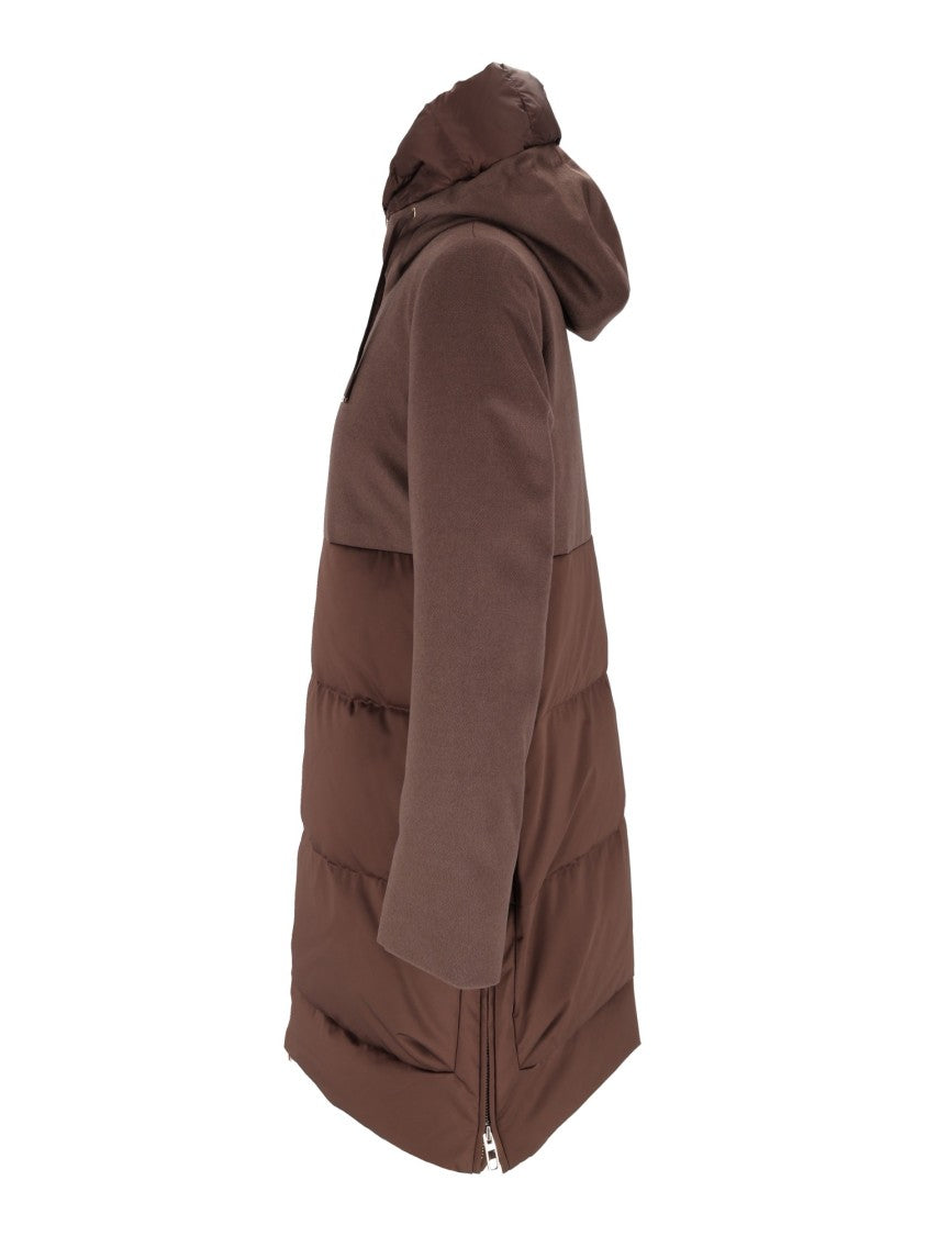Duno Quilted Hooded Flared Hem Padded Down Jacket
