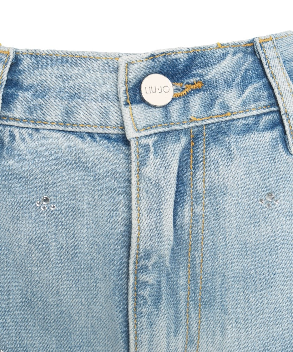 Liu Jo High-Waisted Straight Leg Jeans With Rhinestone Details