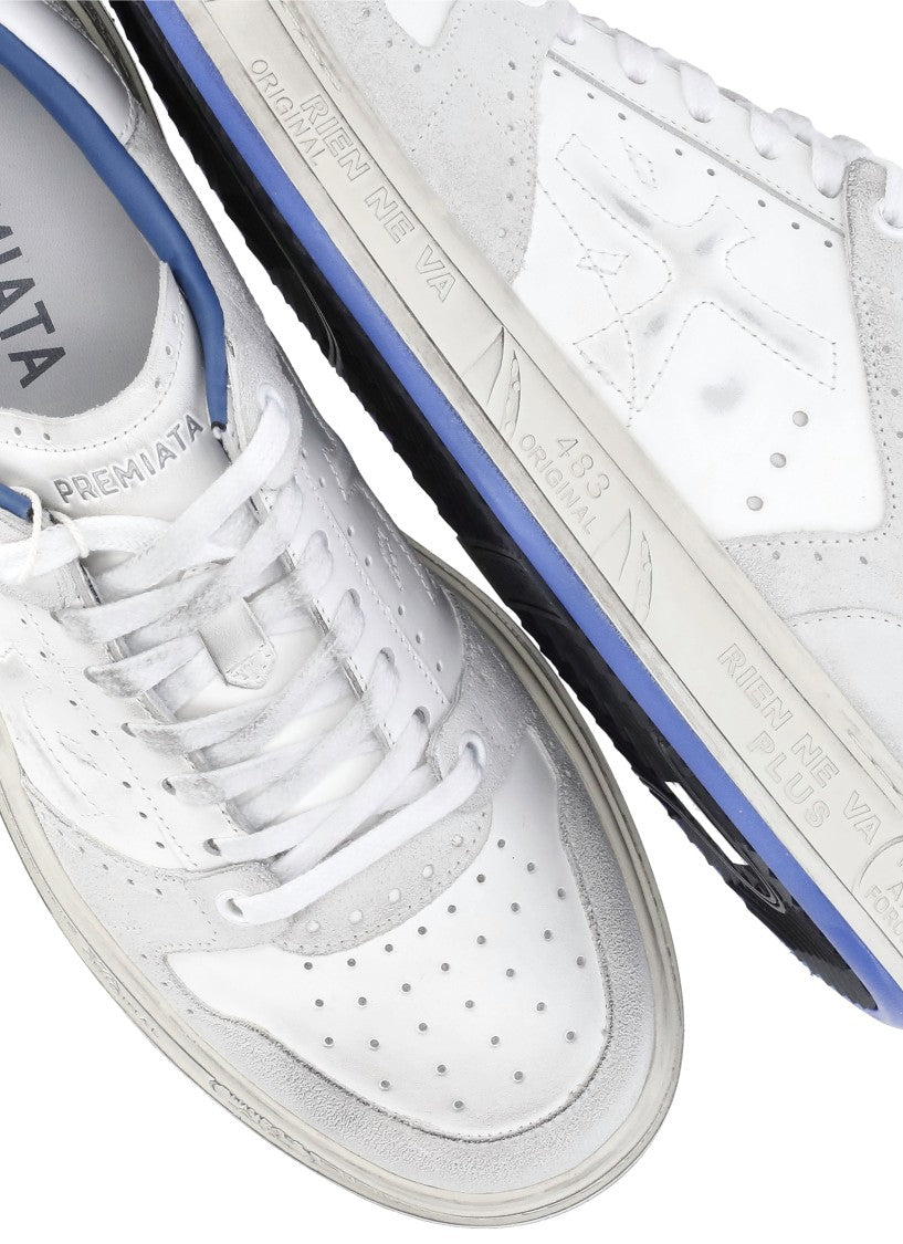 Prmt White Quinn 6686 Suede-Blend Sneakers