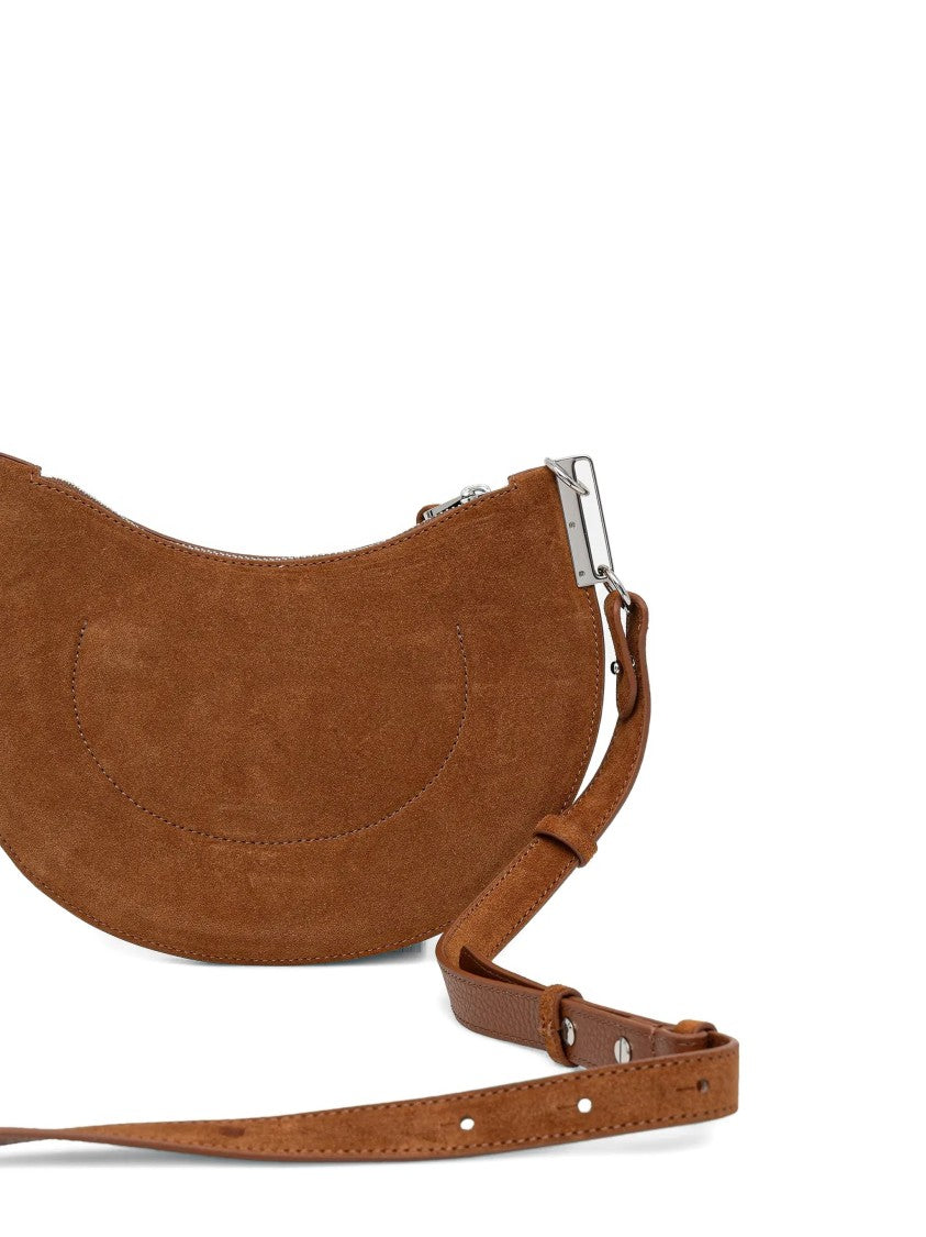 Coccinelle Sunup Suede Crescent-Shaped Brown Shoulder Bag